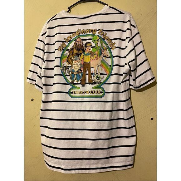 Steven Rhodes Men Striped Tshirt “My Imaginary Friends Think I’m Cool sz L - Picture 7 of 9